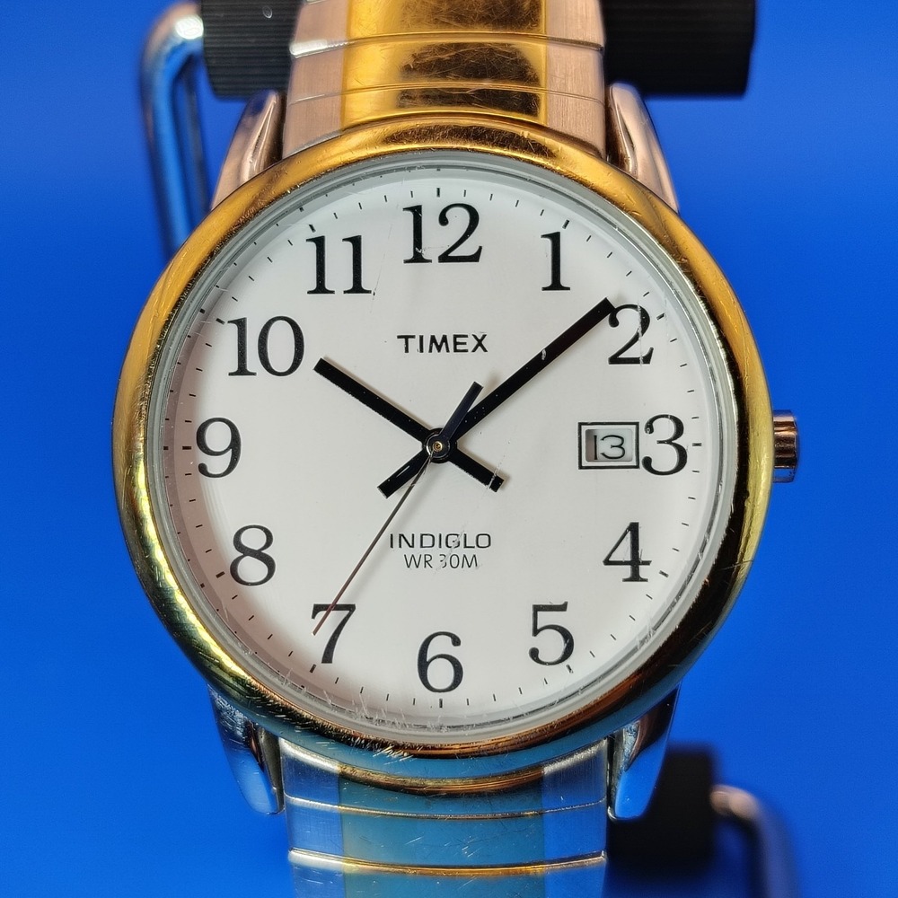 Vintage 2004 Timex‎ Indiglo Easy Reader Date 35mm Two Tone Mens Quartz Watch